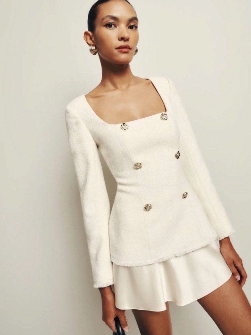 Reformation Cream Colleen Top/Blazer with Gold Buttons size 4